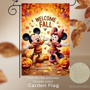 Garden flag, 12”x18”, welcome to Mickey Mouse, burlap polyester double-sided